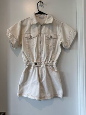 We Wore What White Jean Romper